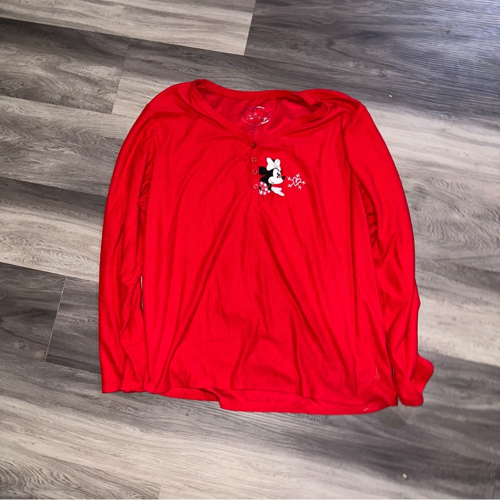 Disney Minnie Mouse Women’s Adult Sleepwear Red Pajama Top Size 2X